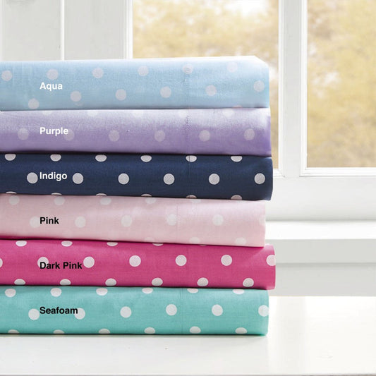 Polka Dot Printed 100% Cotton Sheet Set