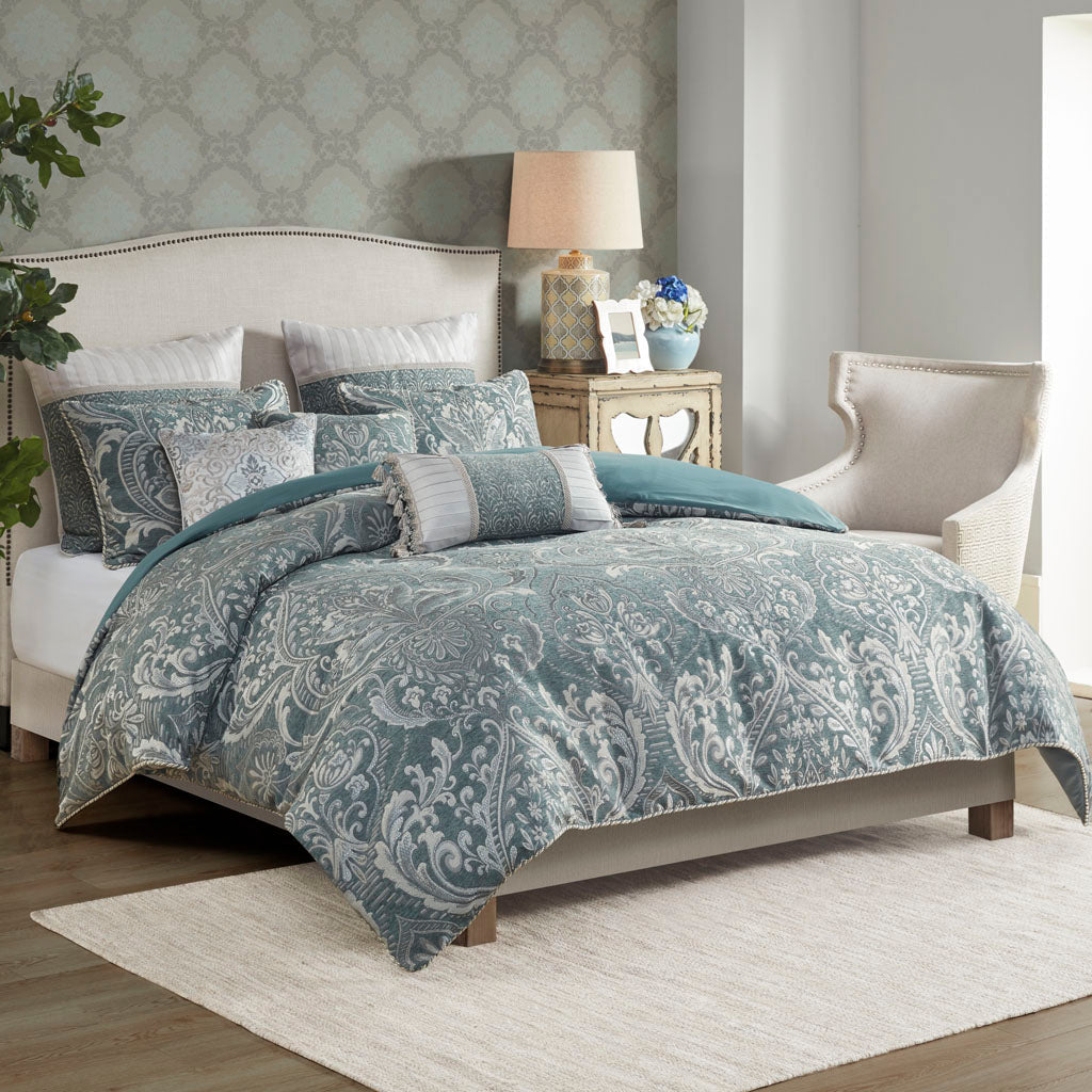 Adelphia Jacquard Comforter Set with Euro Shams and Dec Pillows