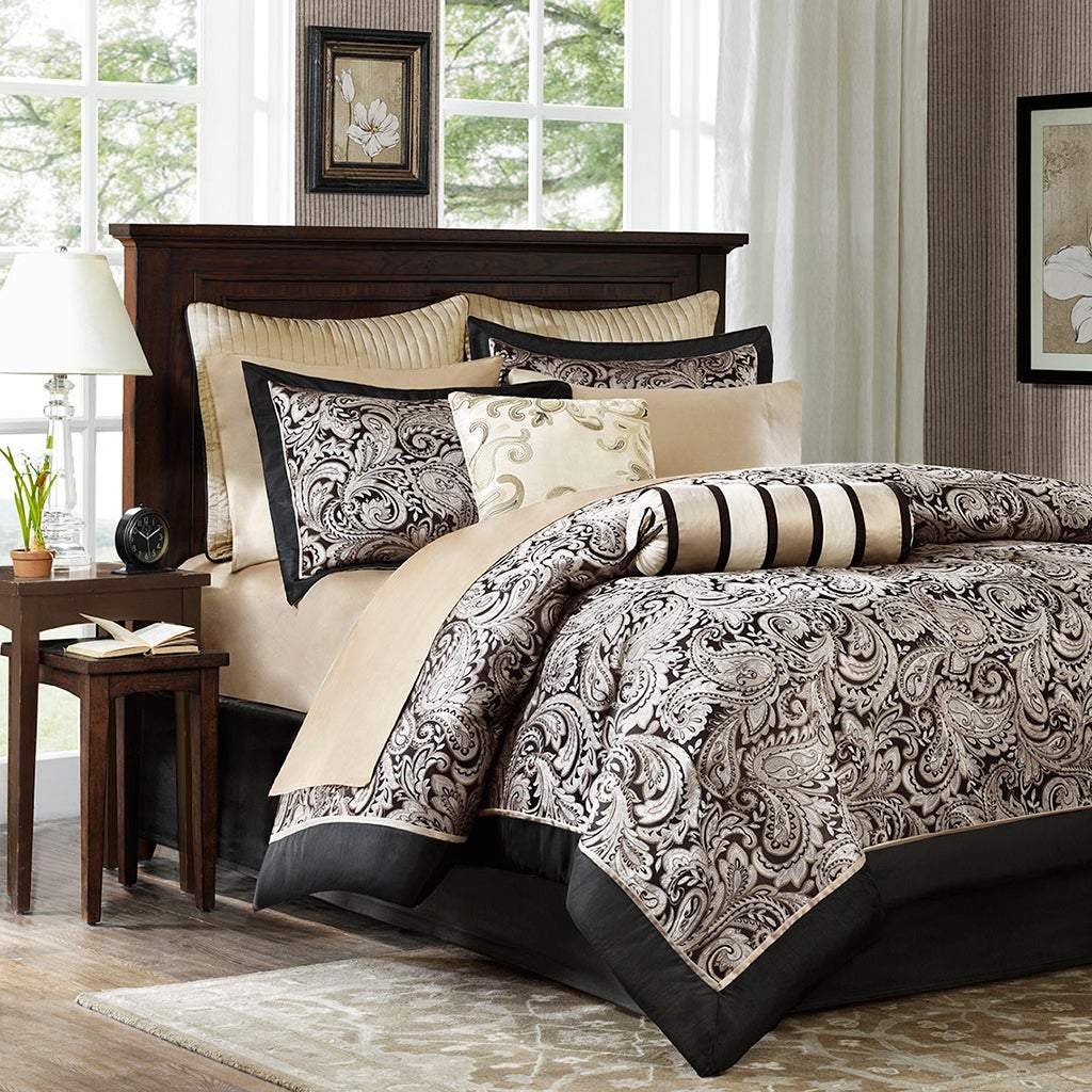 Aubrey Black 12-Piece Comforter Set Comforter Sets By Olliix/JLA HOME (E & E Co., Ltd)