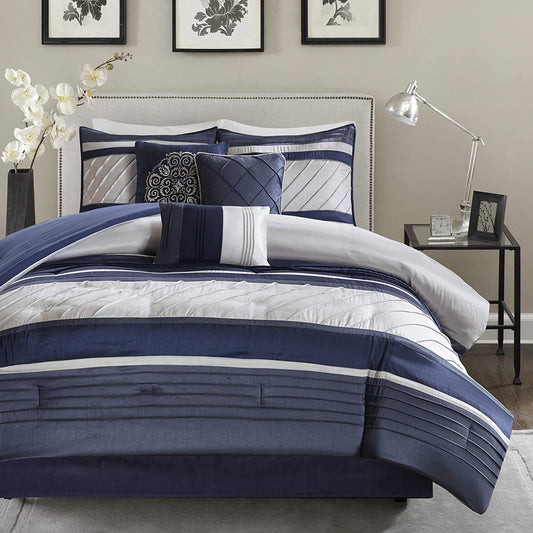 Blaire Navy 7-Piece Comforter Set Comforter Sets By Olliix/JLA HOME (E & E Co., Ltd)