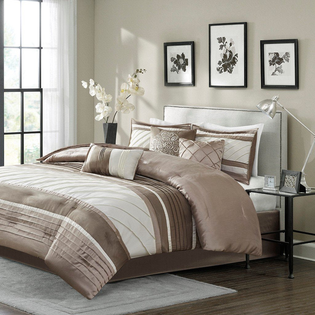 Blaire Tan 7-Piece Comforter Set Comforter Sets By Olliix/JLA HOME (E & E Co., Ltd)