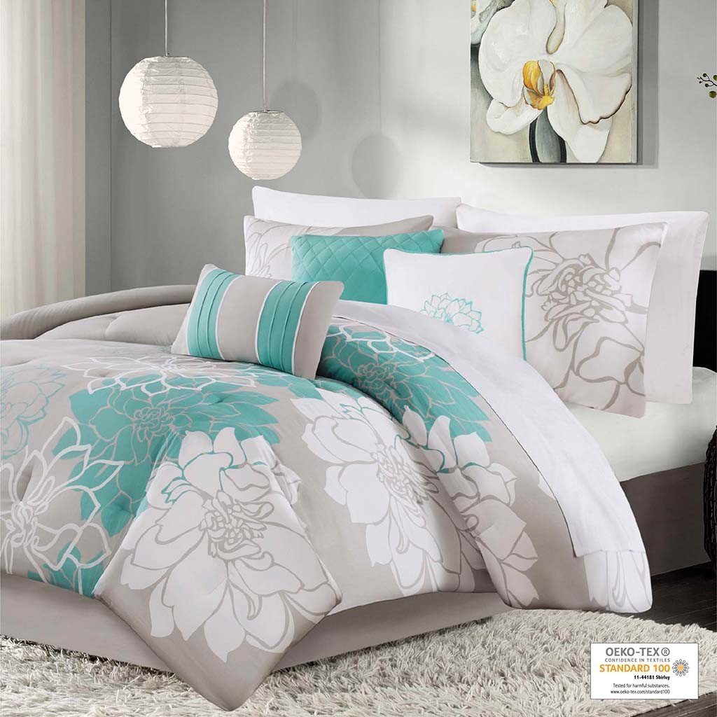 Lola Aqua 7-Piece Comforter Set Comforter Sets By Olliix/JLA HOME (E & E Co., Ltd)