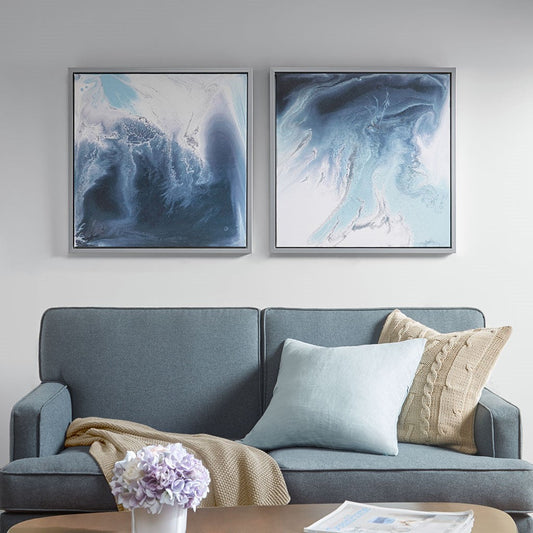 Blue Lagoon 2 Gel Coat Framed Canvas 2 Piece Set