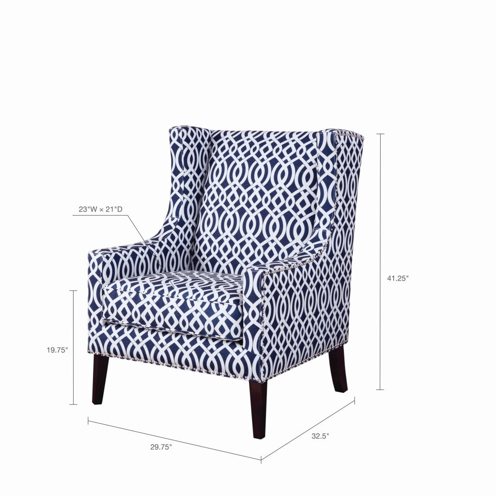 Barton Navy Wing Chair