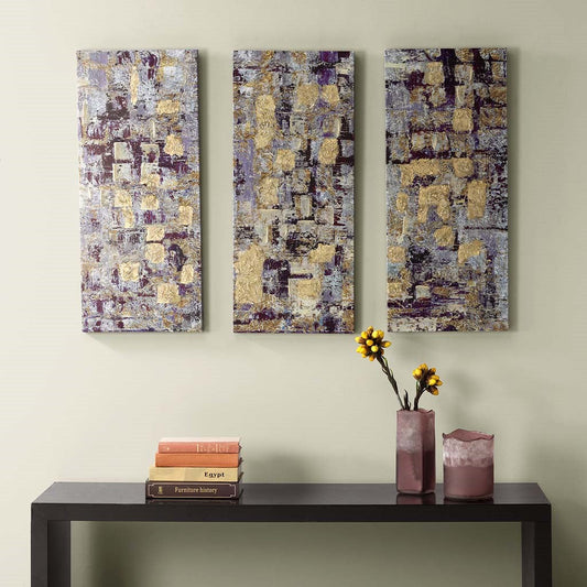 Gilded Violet Gel Coat Printed Canvas 3 Piece Set