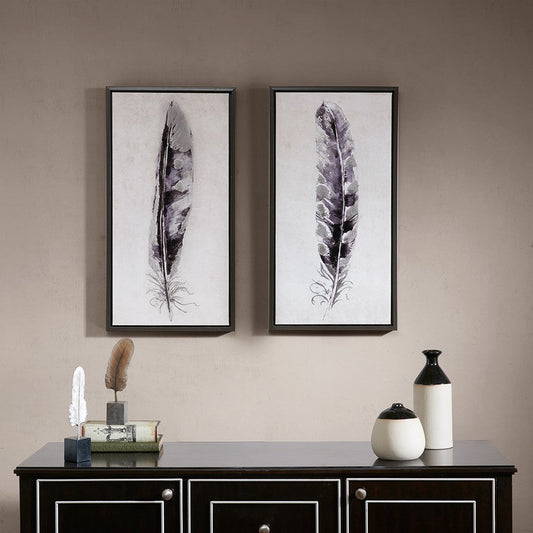 Flight Feathers Framed Gel Coated Canvas 2 Piece Set