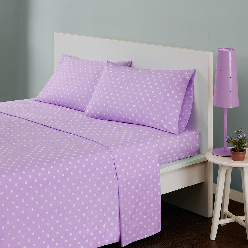 Polka Dot Printed 100% Cotton Sheet Set