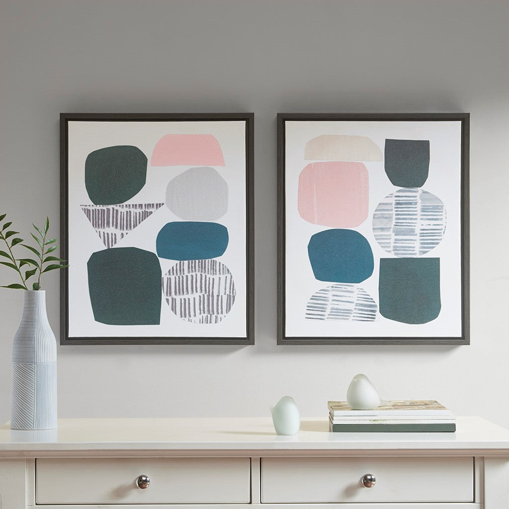 Grey Rock Garden Gel Coat Framed Canvas 2 Piece Set