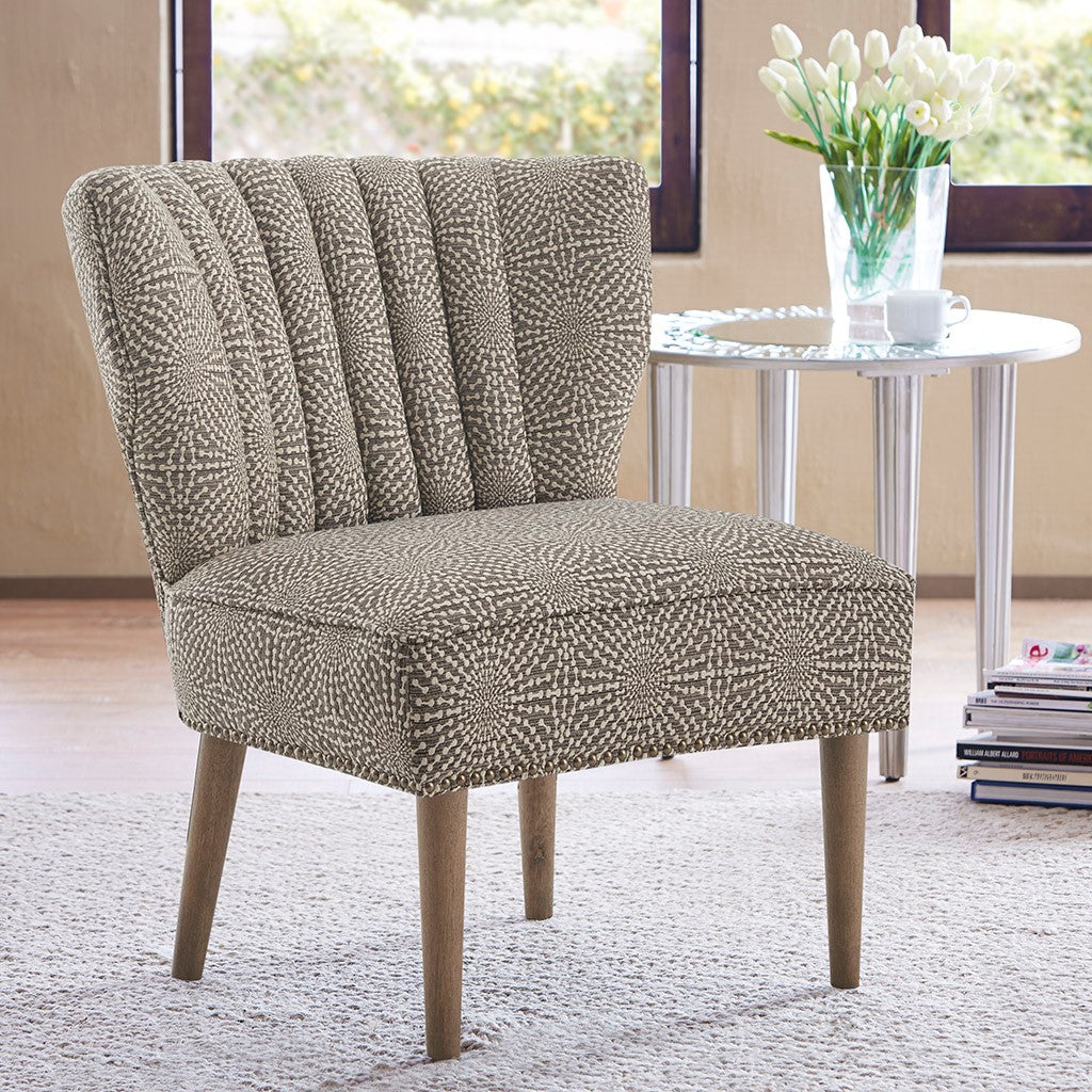 Korey Channel Back Beige Multi Slipper Chair